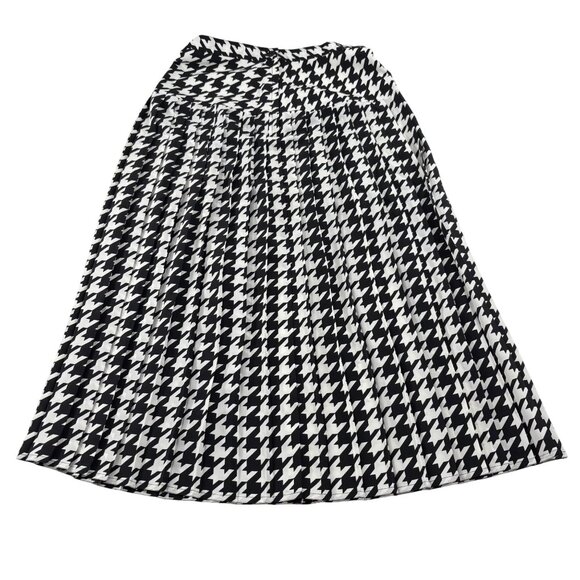 Houndstooth Midi Skirt Size 8 Black & White Polyester - Picture 4 of 4